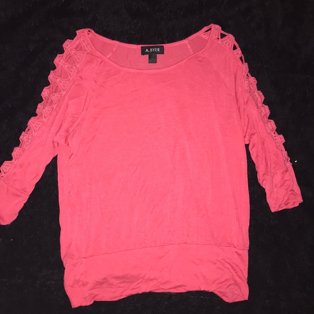 Amy Byers pink long sleeve with ribbed sleeves